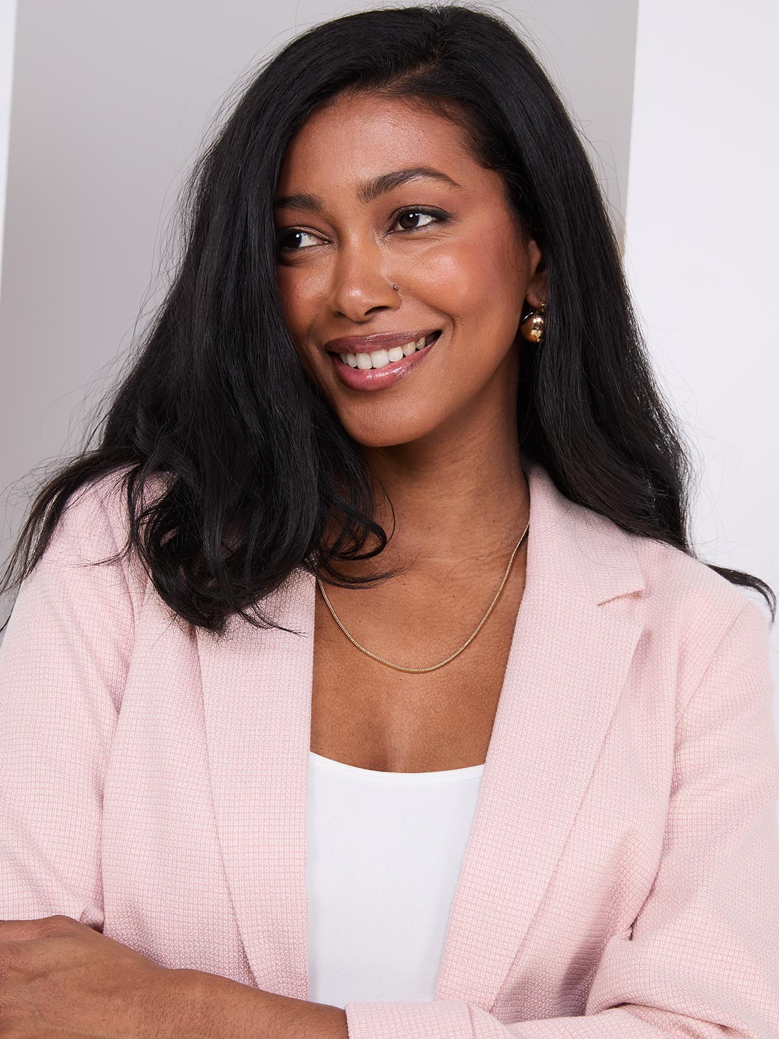 3/4 Sleeve Faux Double-Breasted Blazer