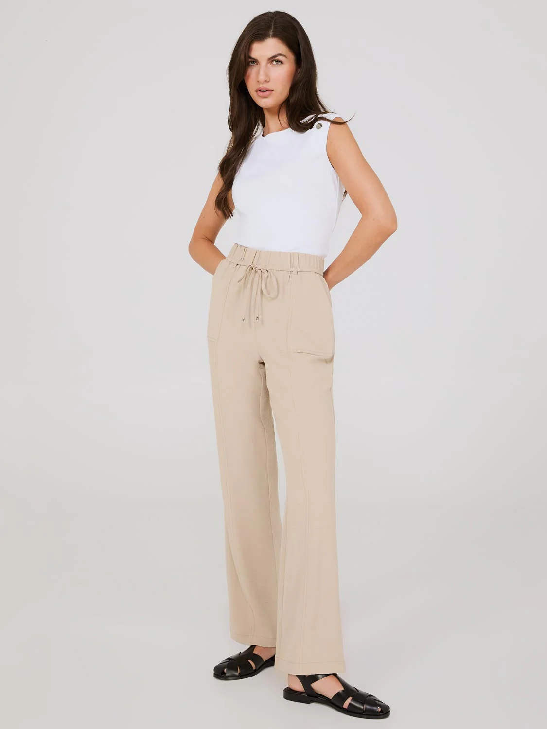 Sleeveless Top With Button Shoulder Details