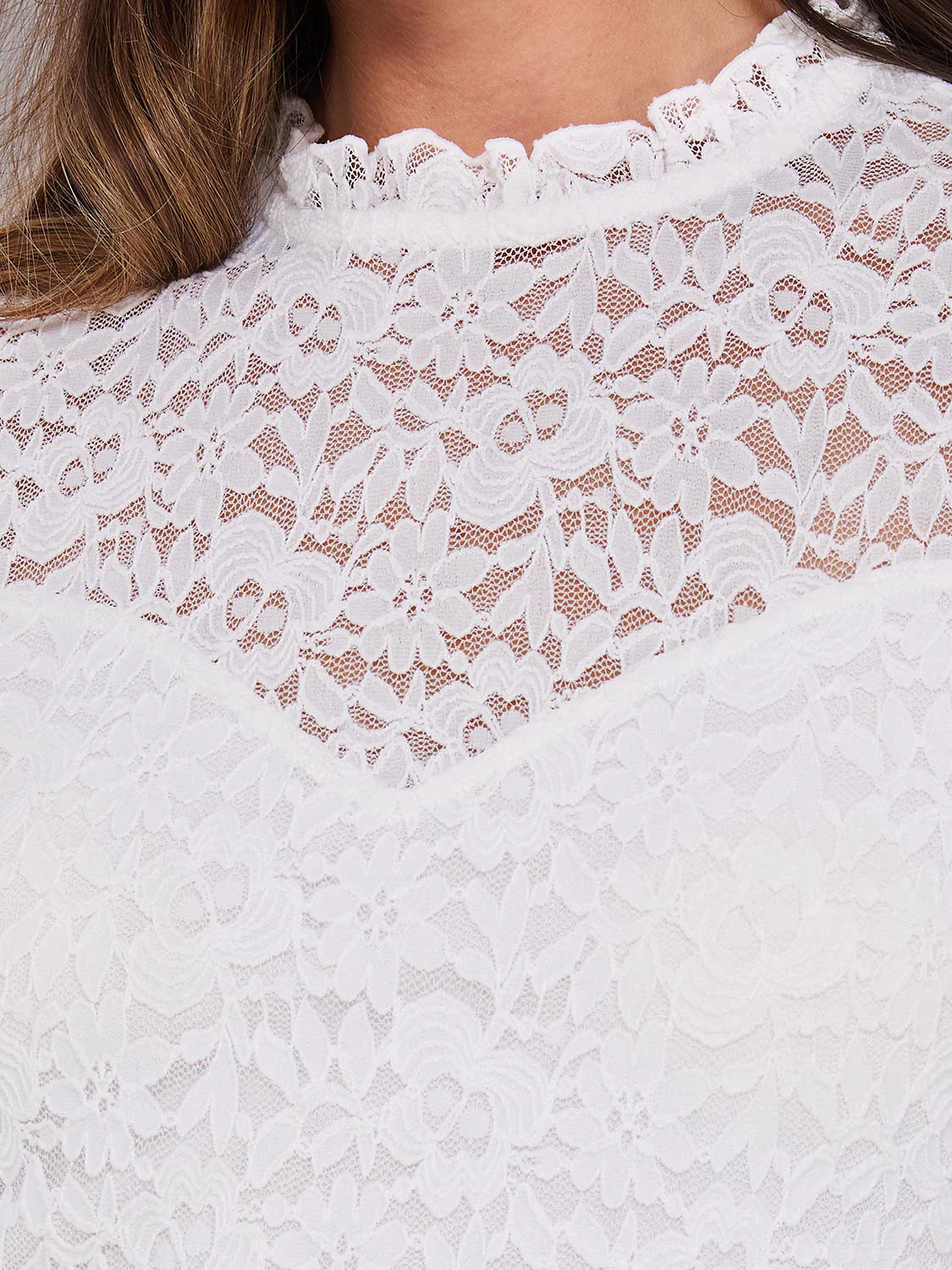 Floral Lace Mock Neck Short Sleeve Top