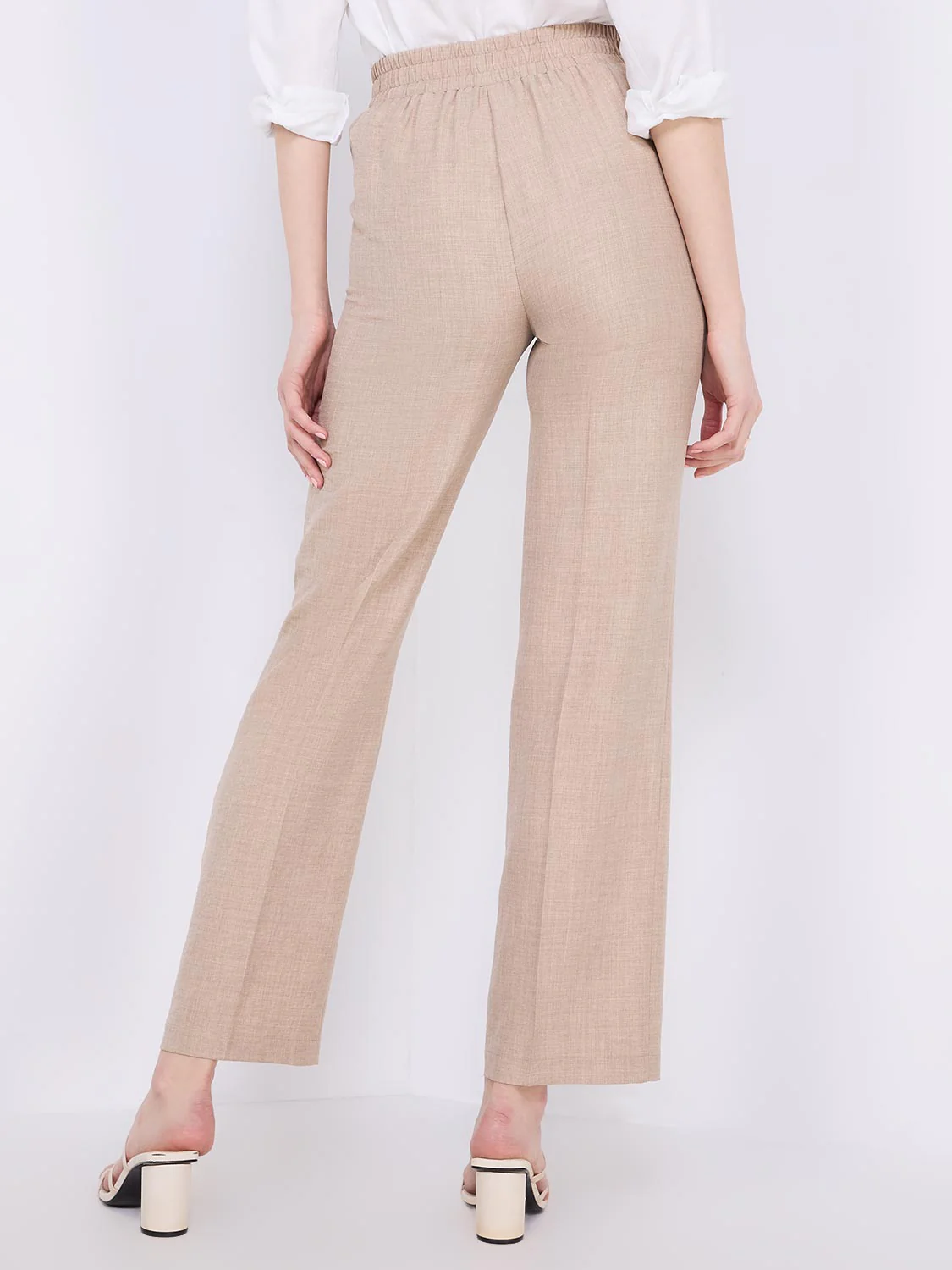 Wide-Leg Pintuck Front Pants
