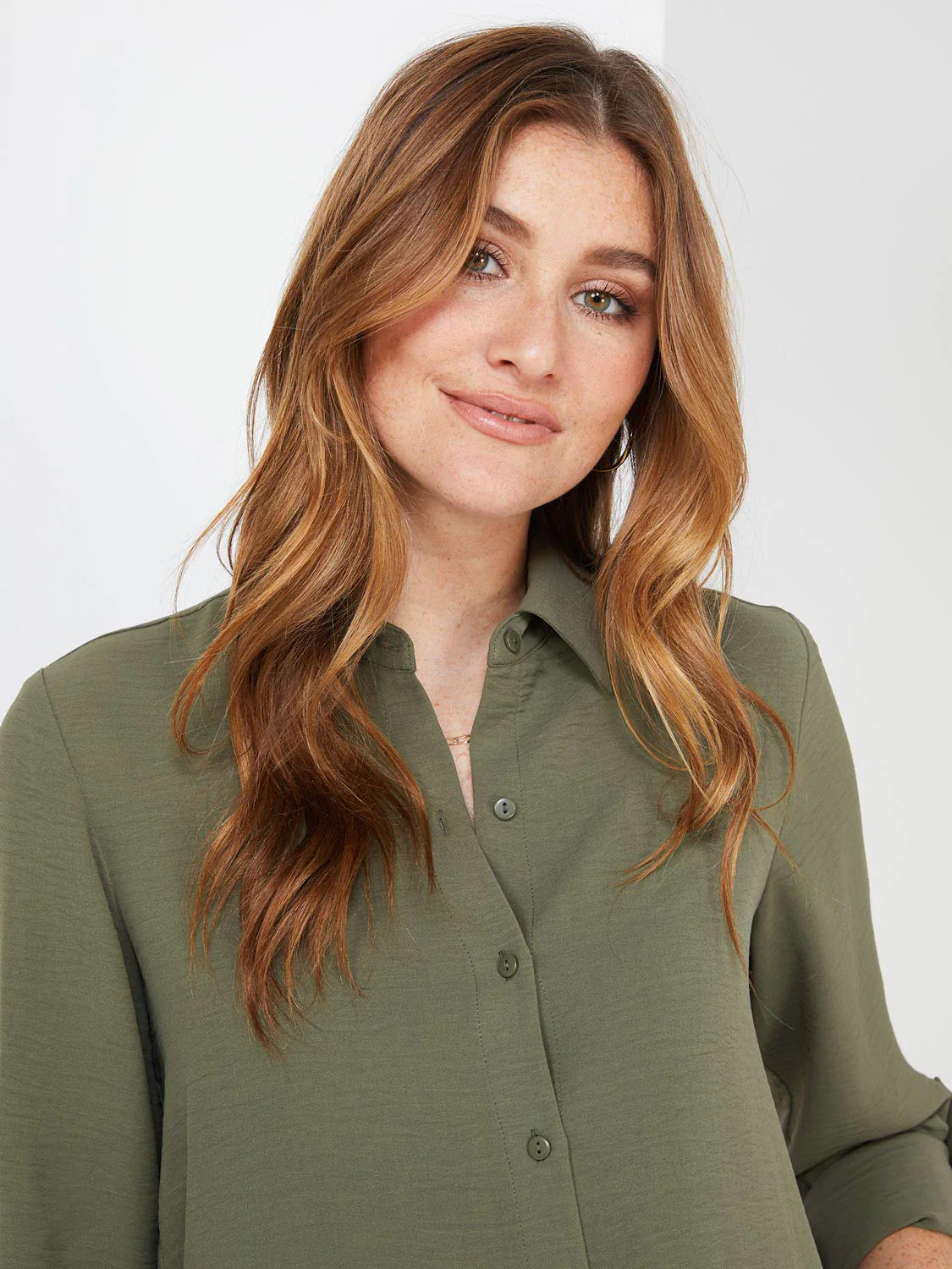 Textured Button-Front Blouse