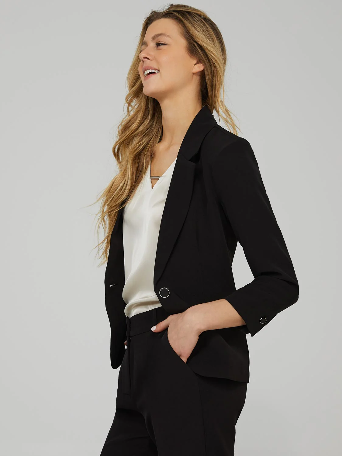 One-Button 3/4 Sleeve Blazer