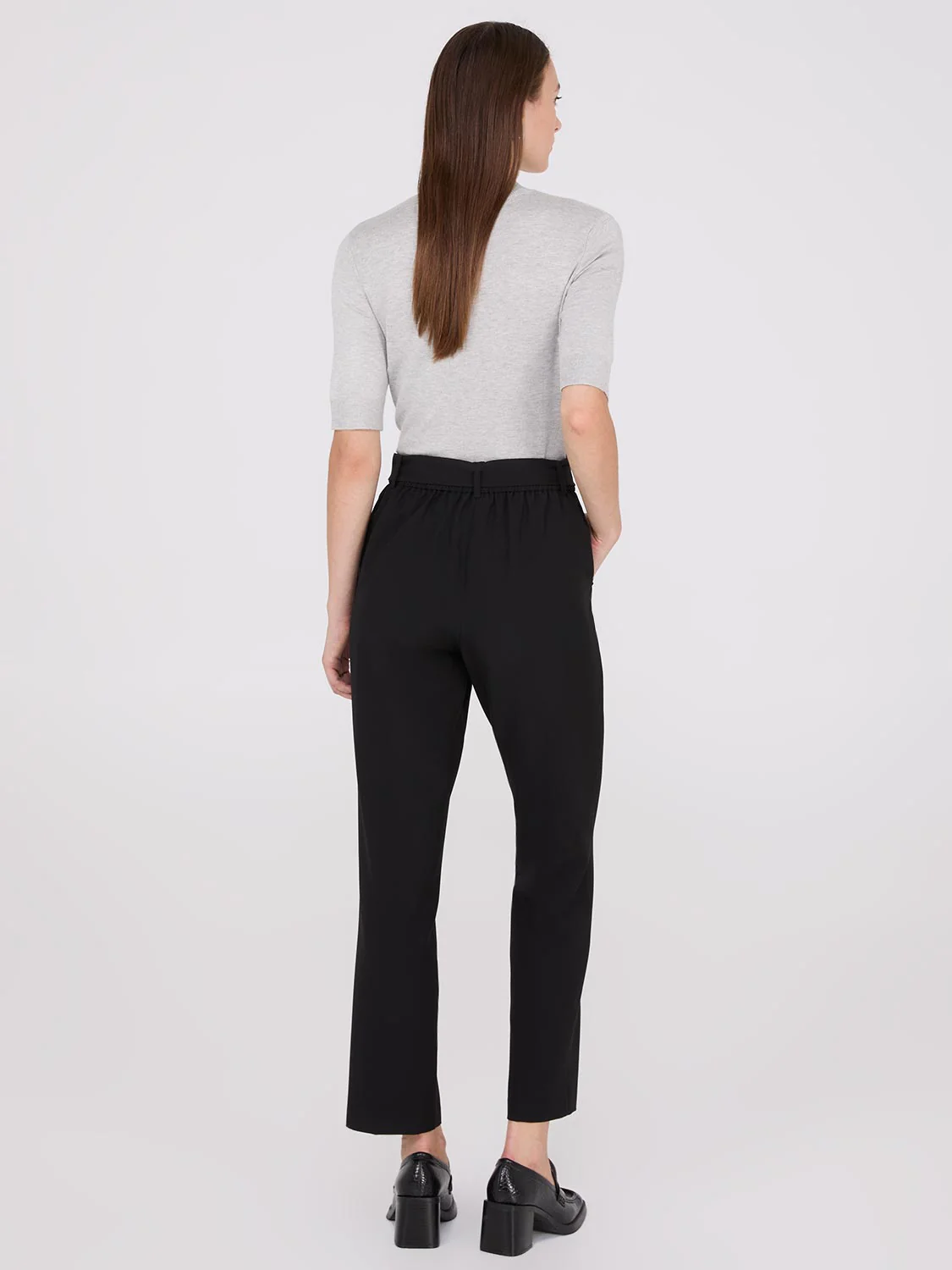 Mid-Rise Pleated Ankle Length Pants