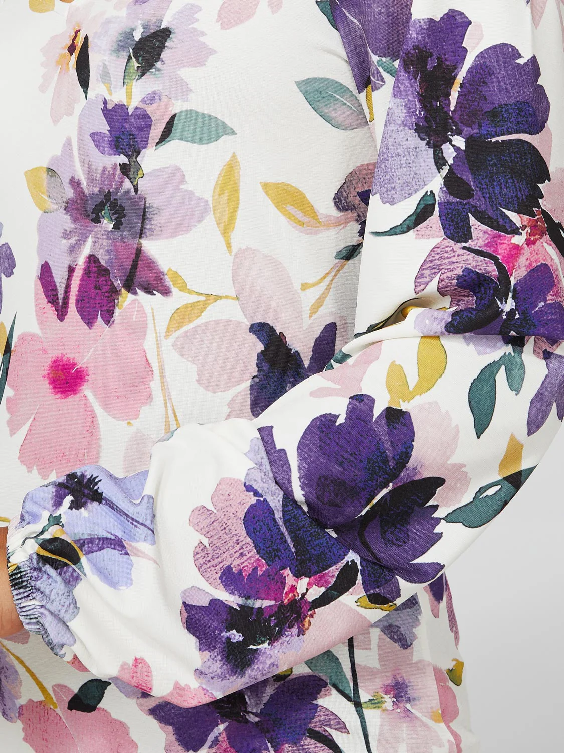 Floral Long Balloon Sleeve Top