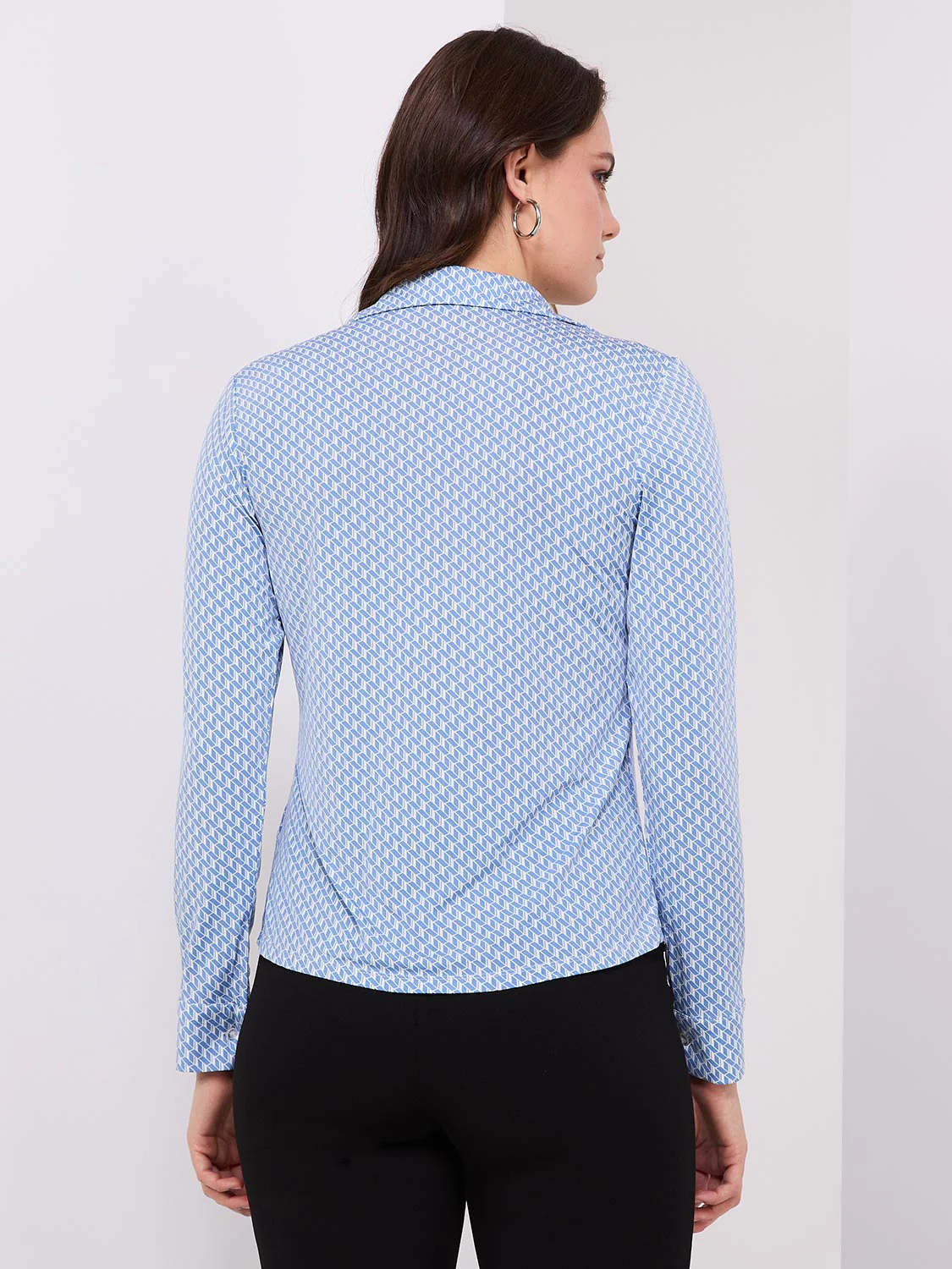 Printed Button-Front Blouse