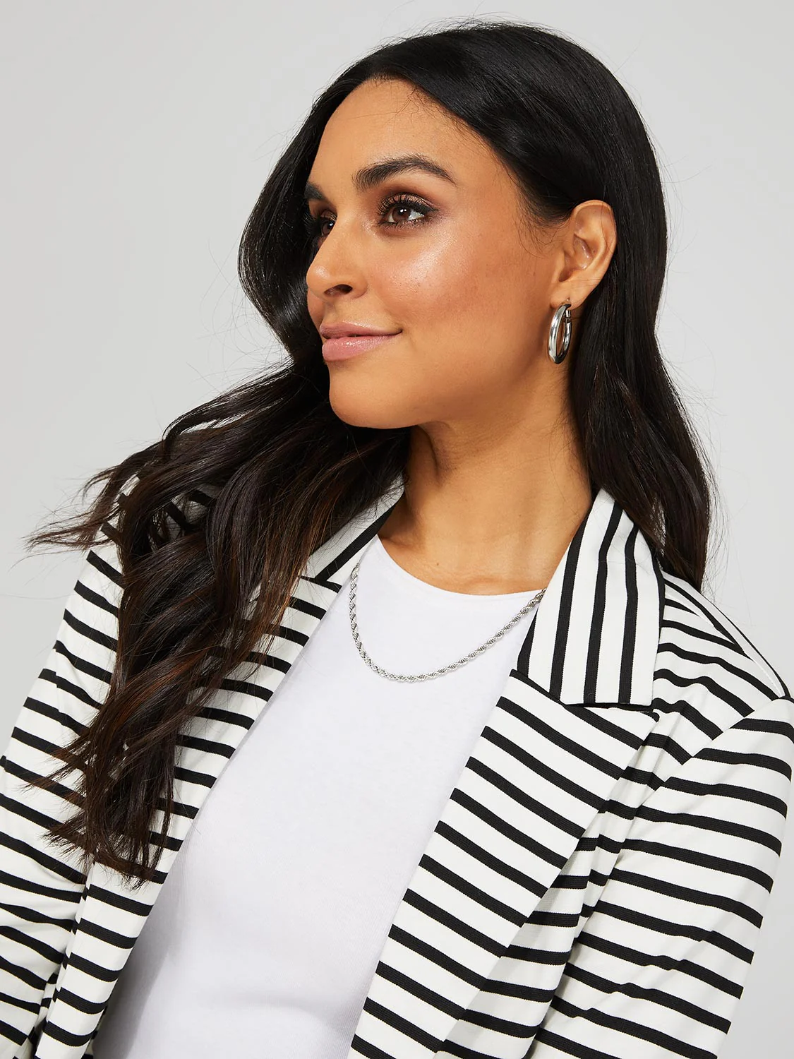 Striped Open Front Blazer