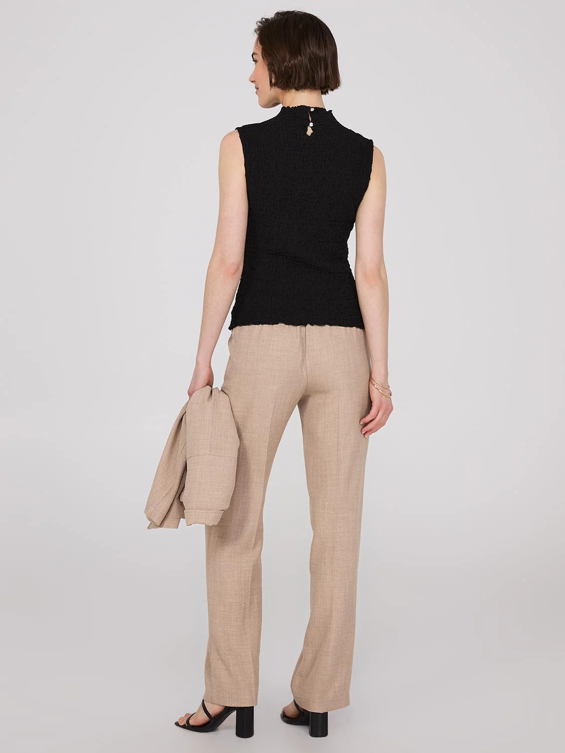 Sleeveless Textured Mock Neck Top