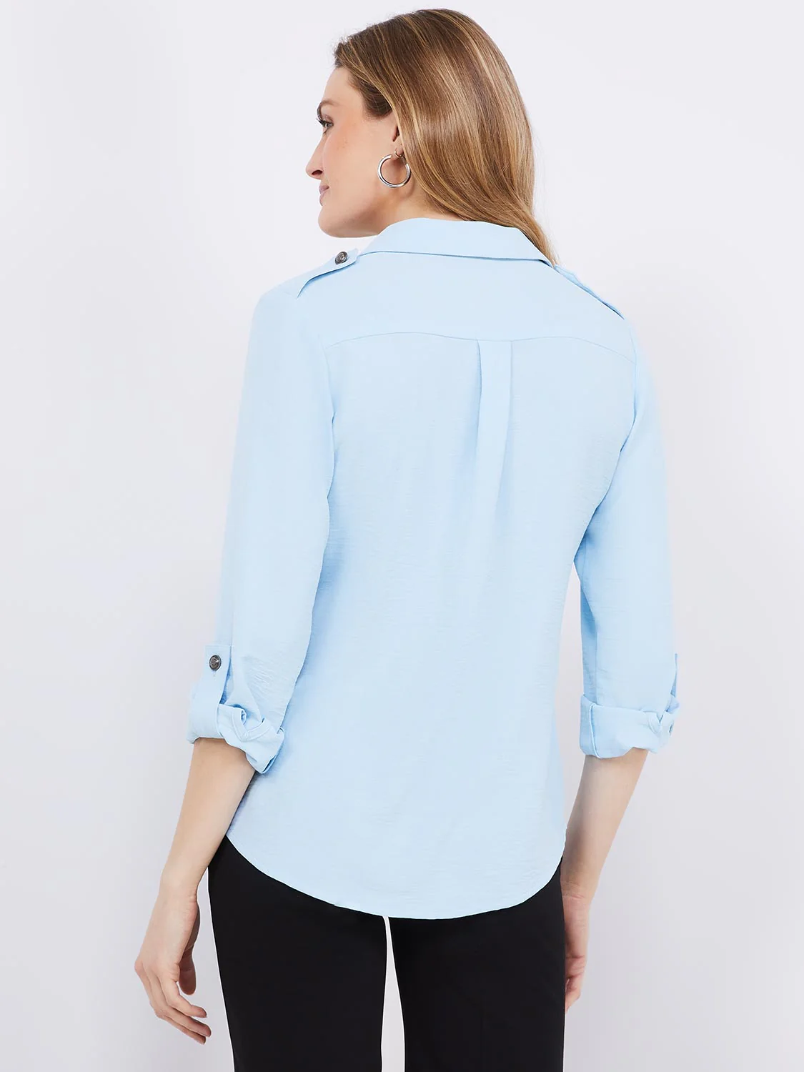 Utility Pocket Button-Front Blouse