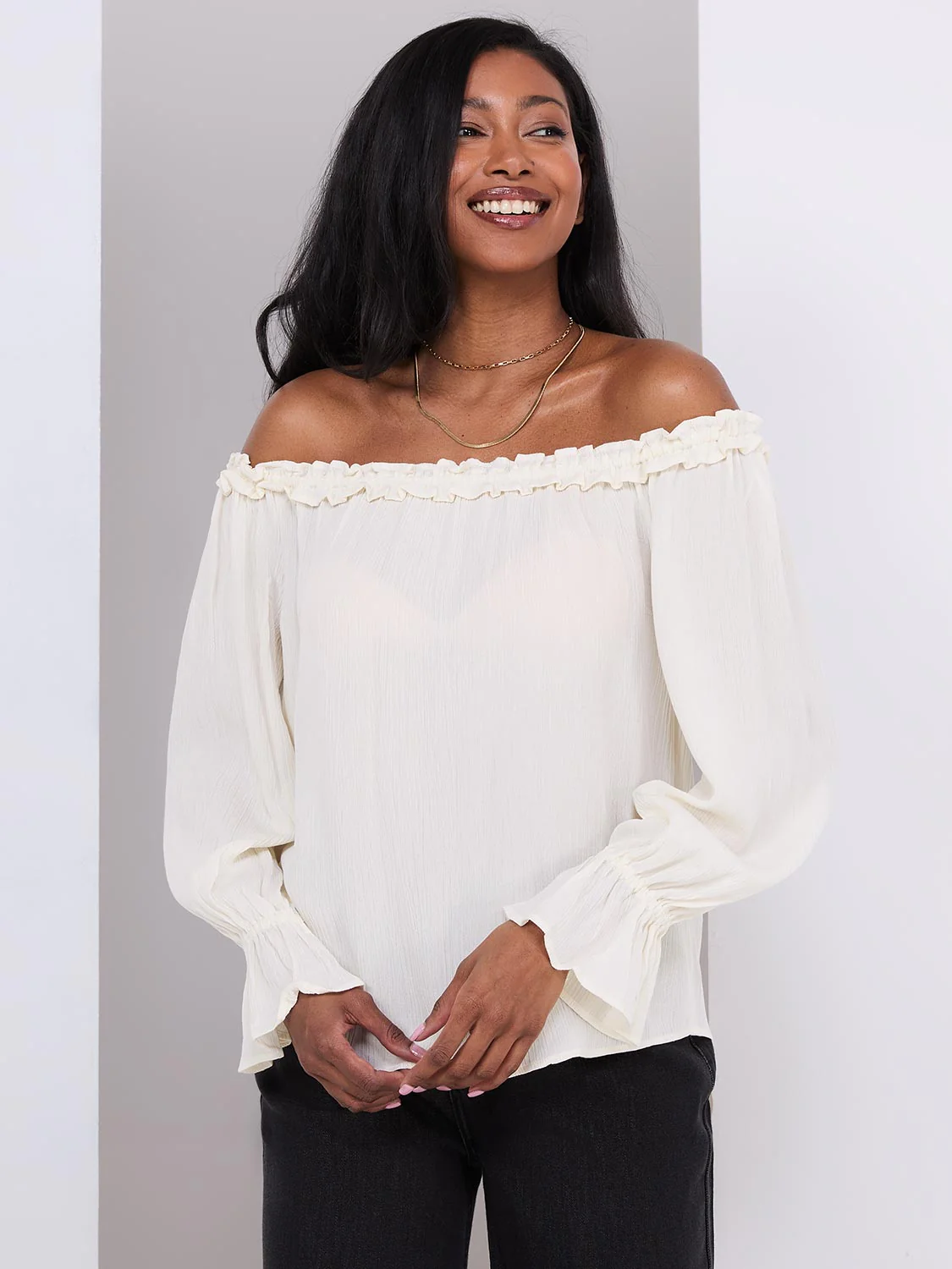 Off-The-Shoulder Top With Ruffle Details