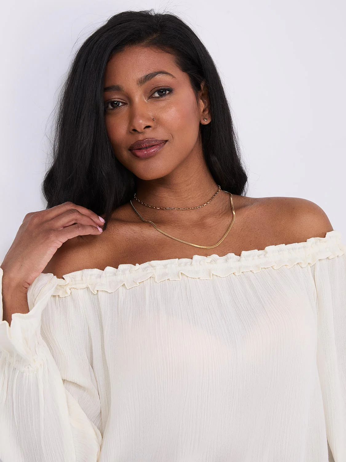 Off-The-Shoulder Top With Ruffle Details