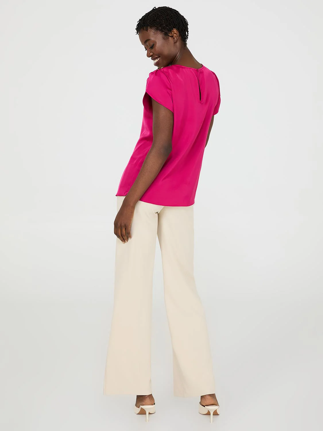 Satin Tulip Sleeve Blouse