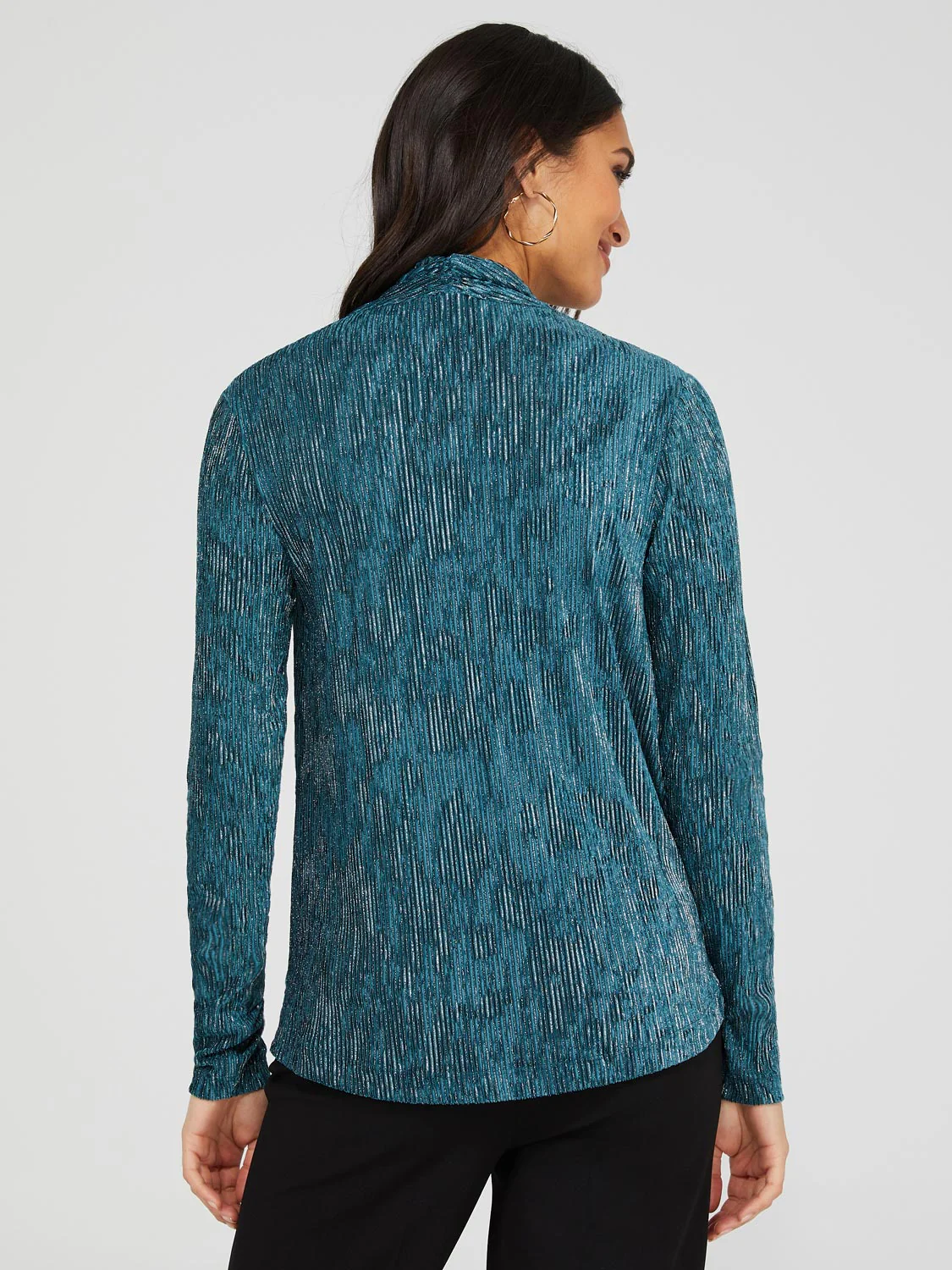 Textured Glitter Velvet Crossover Top