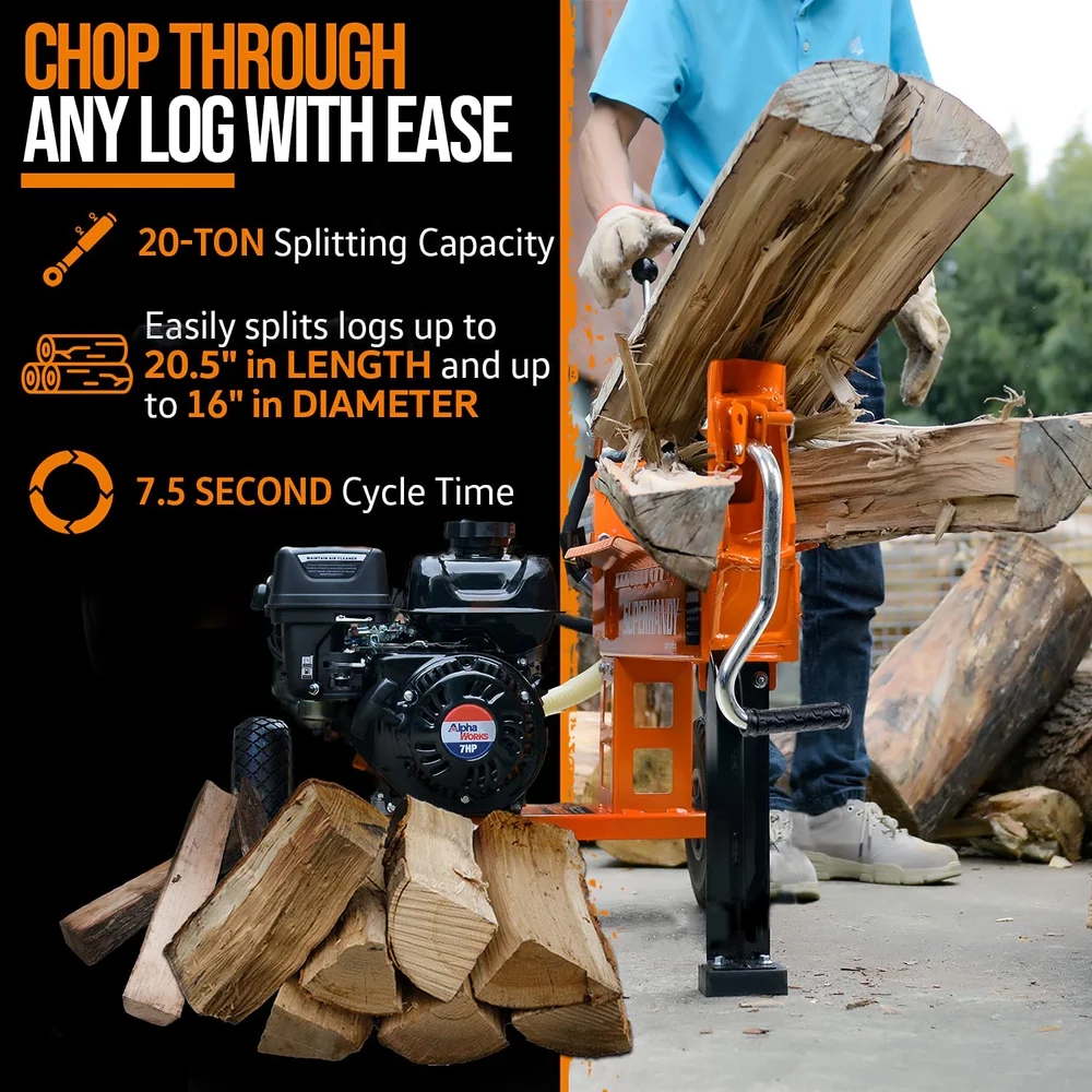 Super Handy GUO077 Portable 20 Ton Gas Powered Log Splitter collection | LIDL