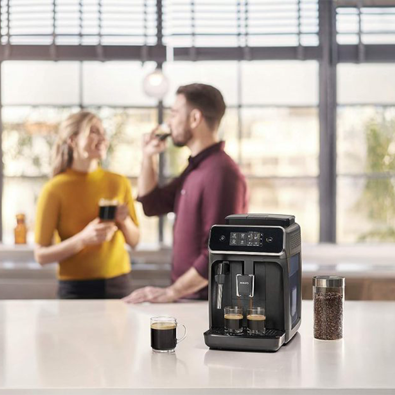 Philips 2200 Series fully automatic espresso machine - classic milk frother. 2 coffee varieties. intuitive touch display. black collection | LIDL