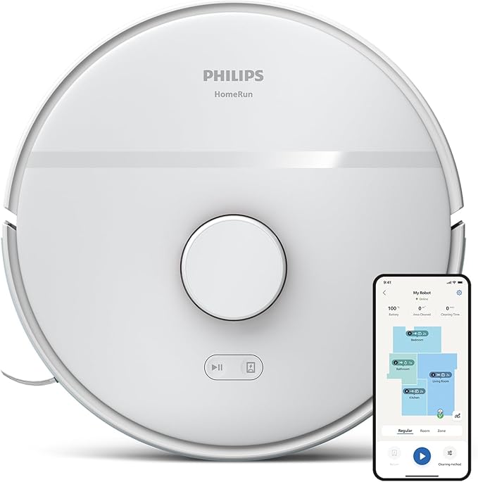 Philips HomeRun 2000 Series: 2-in-1 robot vacuum cleaner and mop. suction power 2700 Pa. run time 130 minutes. laser navigation. carpet enhancement. app control. white (XU2000/20) collection | LIDL