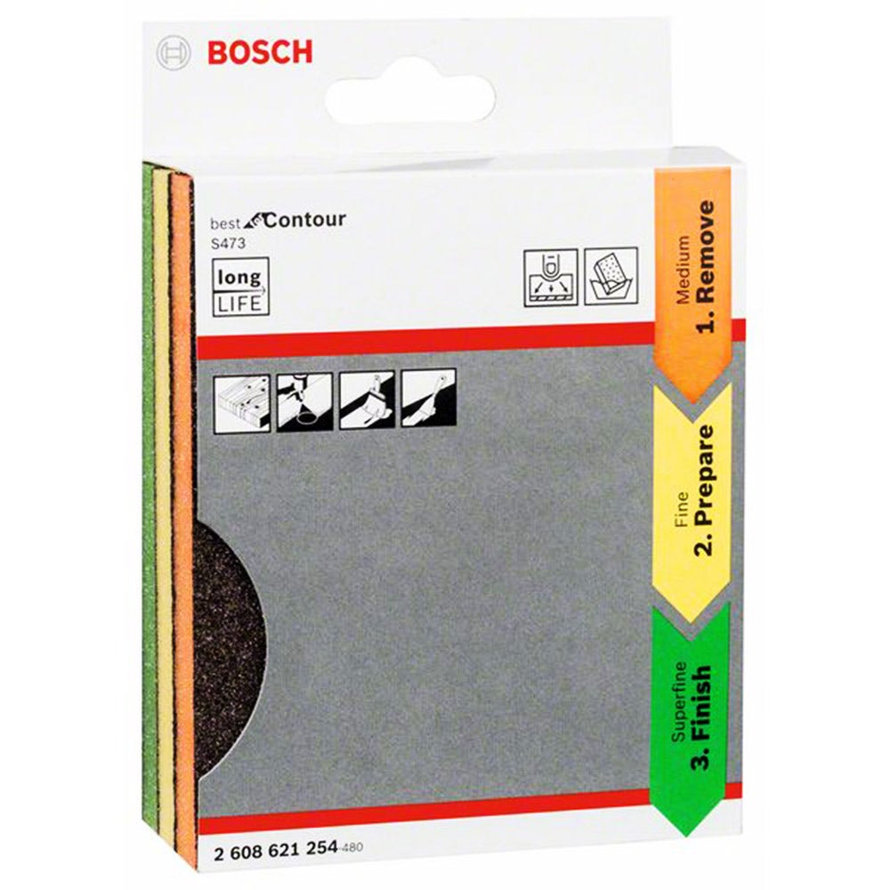 BOSCH Foam Hand Sanding Sponge Kit - S473 BEST for CONTOUR - 3 Piece collection | LIDL