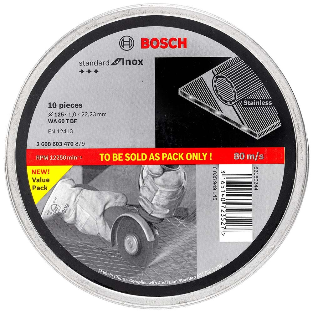 BOSCH 125 x 1.0mm Steel & Stainless Cut Off Disc - STANDARD for INOX - 10 Piece 2608603470 collection | LIDL