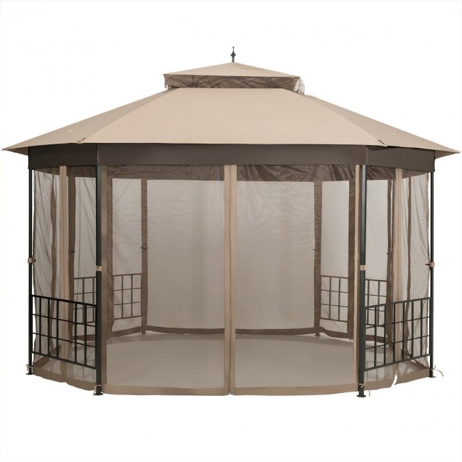 10'x 12' Octagonal Patio Gazebo with Mosquito Net collection | LIDL