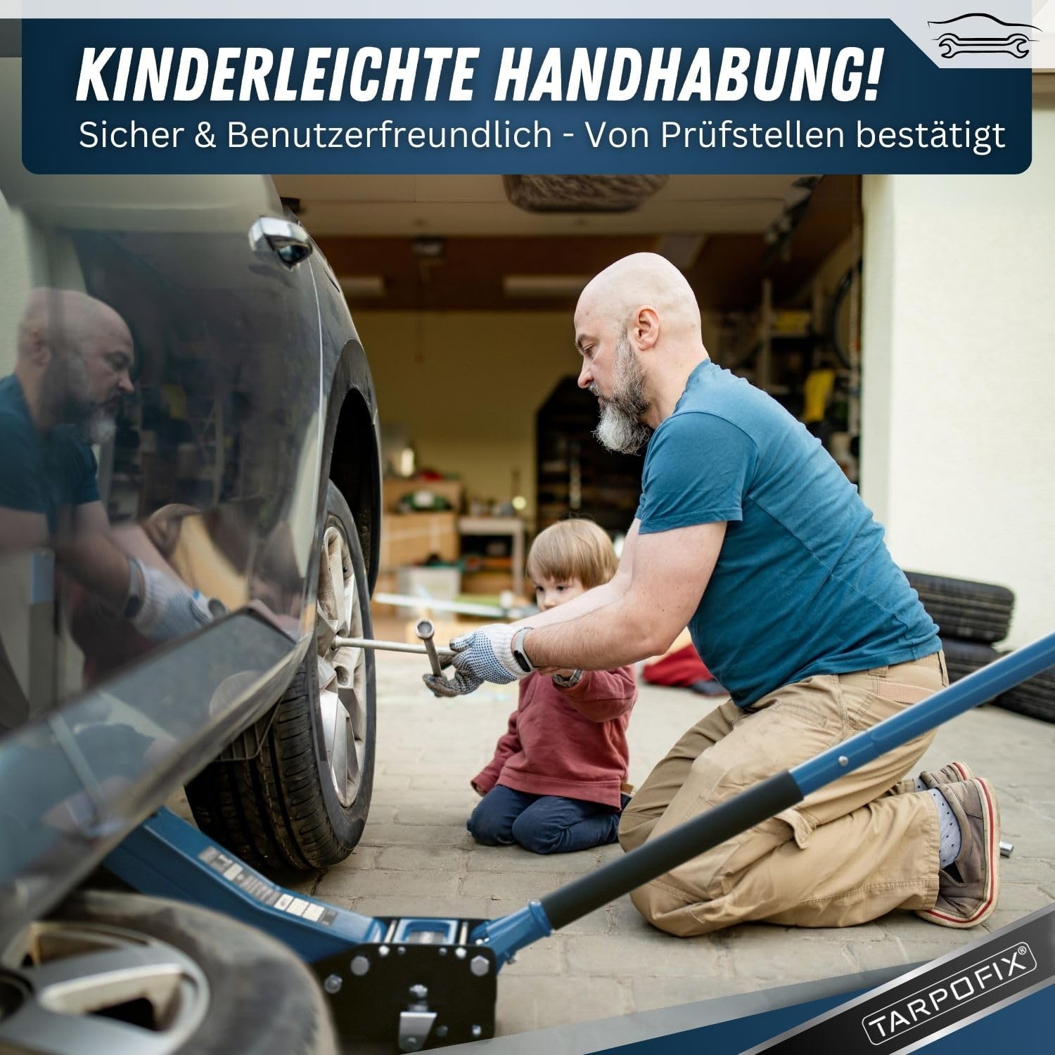 Tarpofix® Hydraulic Car Jack 3t (75-505mm Lifting Height) | Premium Trolley Jack with Double Cylinder | Flat Hydraulic for SUVs & Lowered Cars collection | LIDL