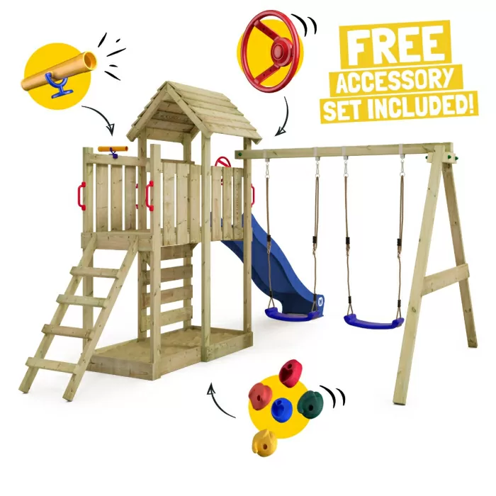 Climbing frame with wooden roof Wickey MultiFlyer collection | LIDL