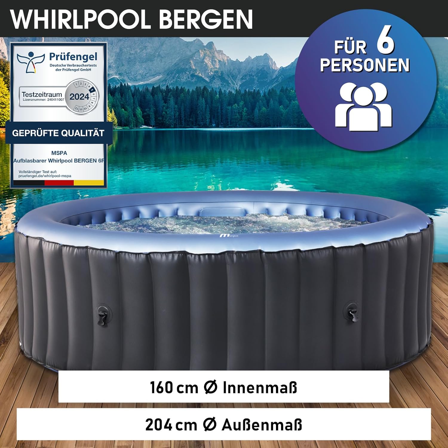 BRAST® MSpa Inflatable Whirlpool. 4-8 People. Many Models. Round and Square. Diameter 125-224 cm collection | LIDL
