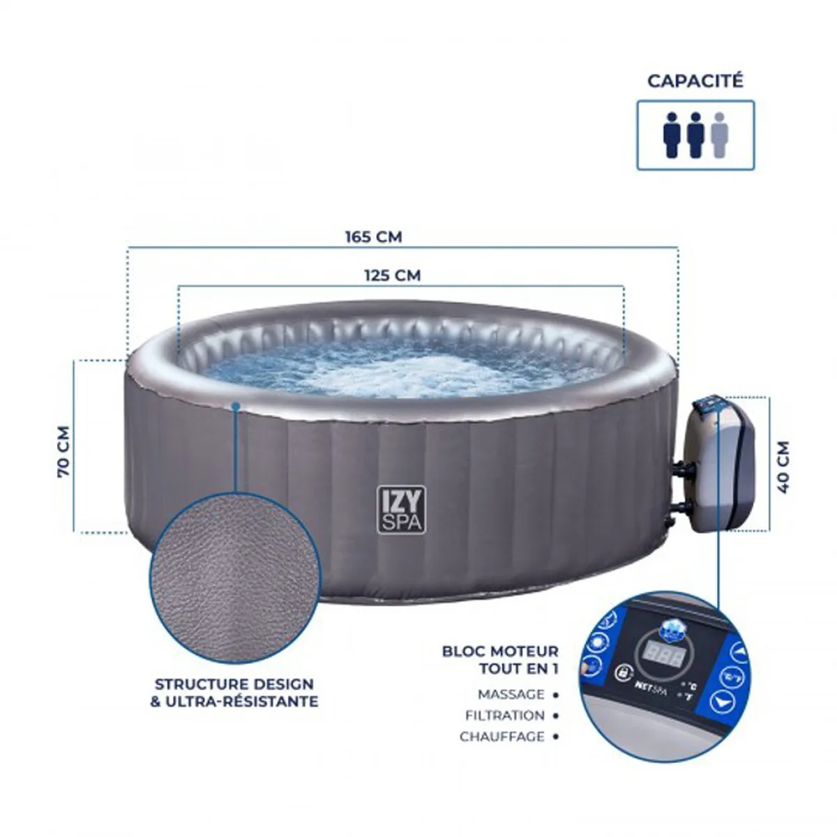 Spa gonflable rond NetSpa IZY - 2+1 places collection | LIDL