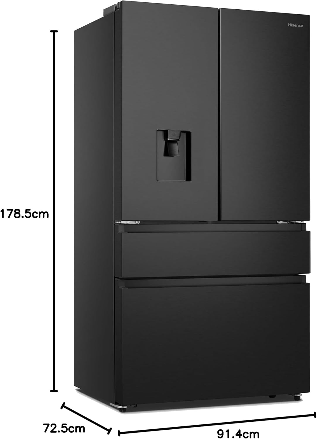 Hisense PureFlat RF749N4SWFE Non-Plumbed Frost Free American Fridge Freezer - Black/Stainless Steel - E Rated collection | LIDL