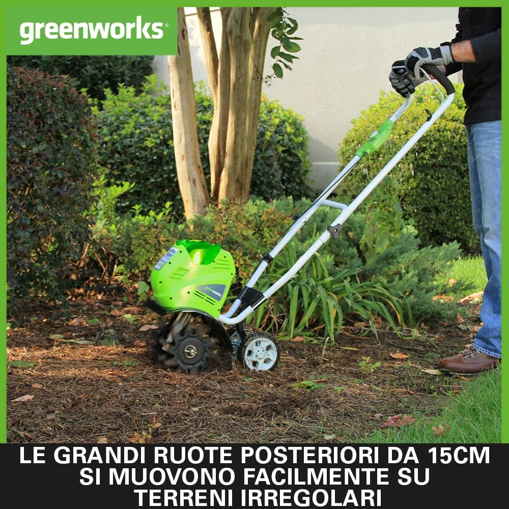 Greenworks G40TL - Battery-powered rotary cultivator. motor hoe with front toothed tiller. working width 25cm. action depth 13cm. WITHOUT 40V battery and charger collection | LIDL