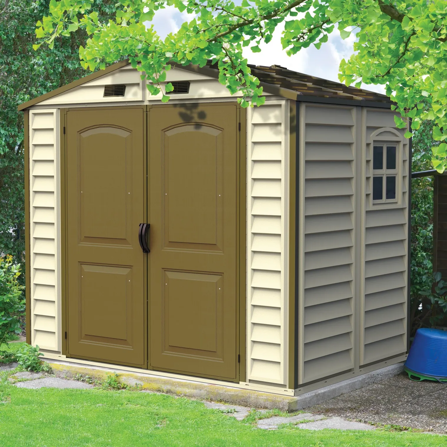 DuraMax 8ft x 5.5ft Storeall Vinyl Shed with Foundation Kit and window collection | LIDL