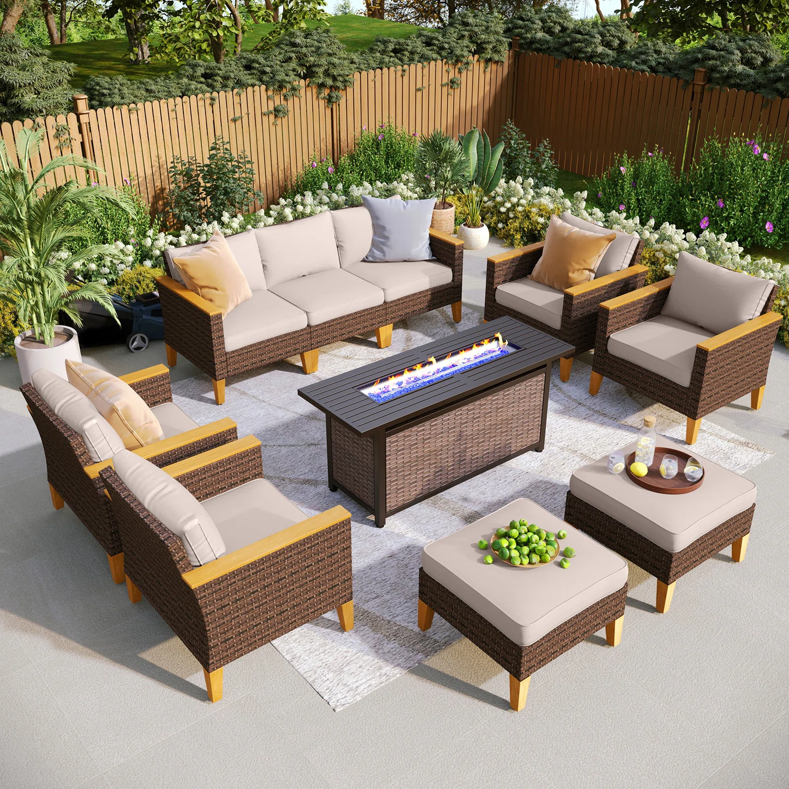 Wicker 9 - Person Garden Lounge Set with Cushions collection | LIDL