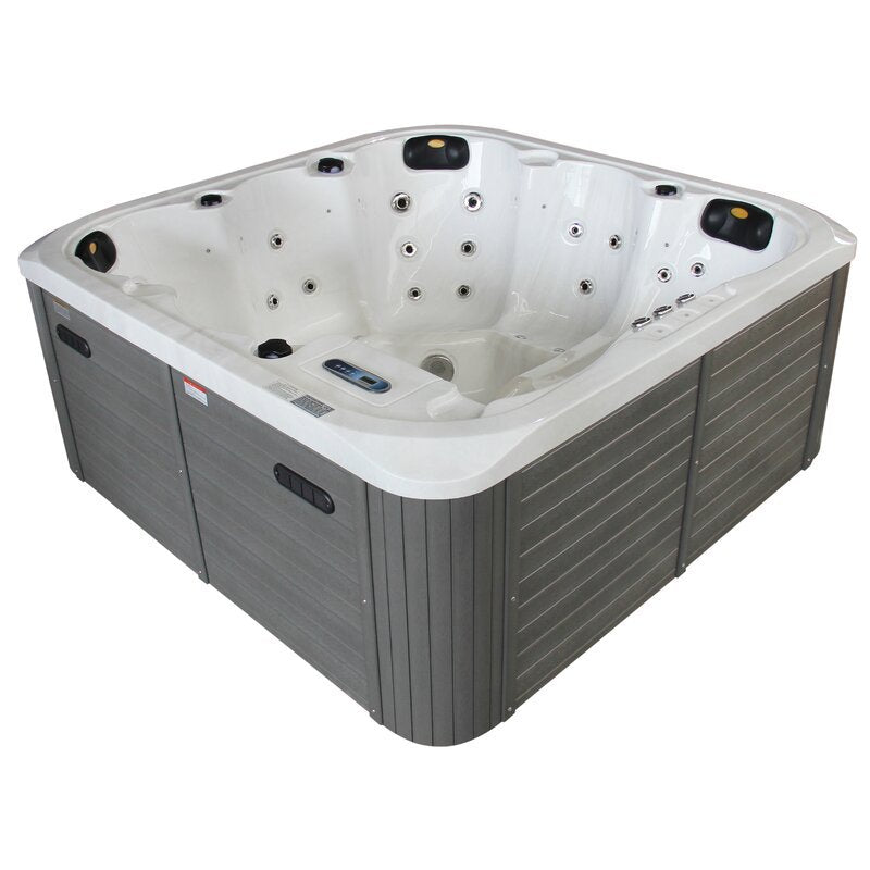 Sol 72 Outdoor? Aire 6 - Person 54 - Jet Acrylic Square Hot Tub with Ozonator in Gray collection | LIDL