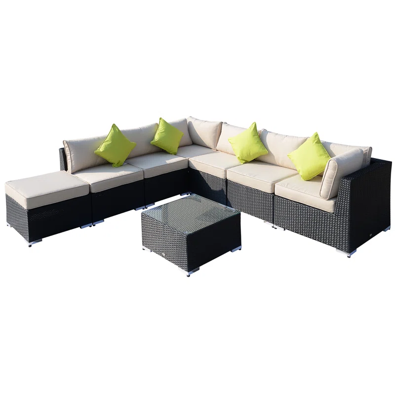 Sebeka Wicker 7 - Person Garden Lounge Set with Cushions collection | LIDL