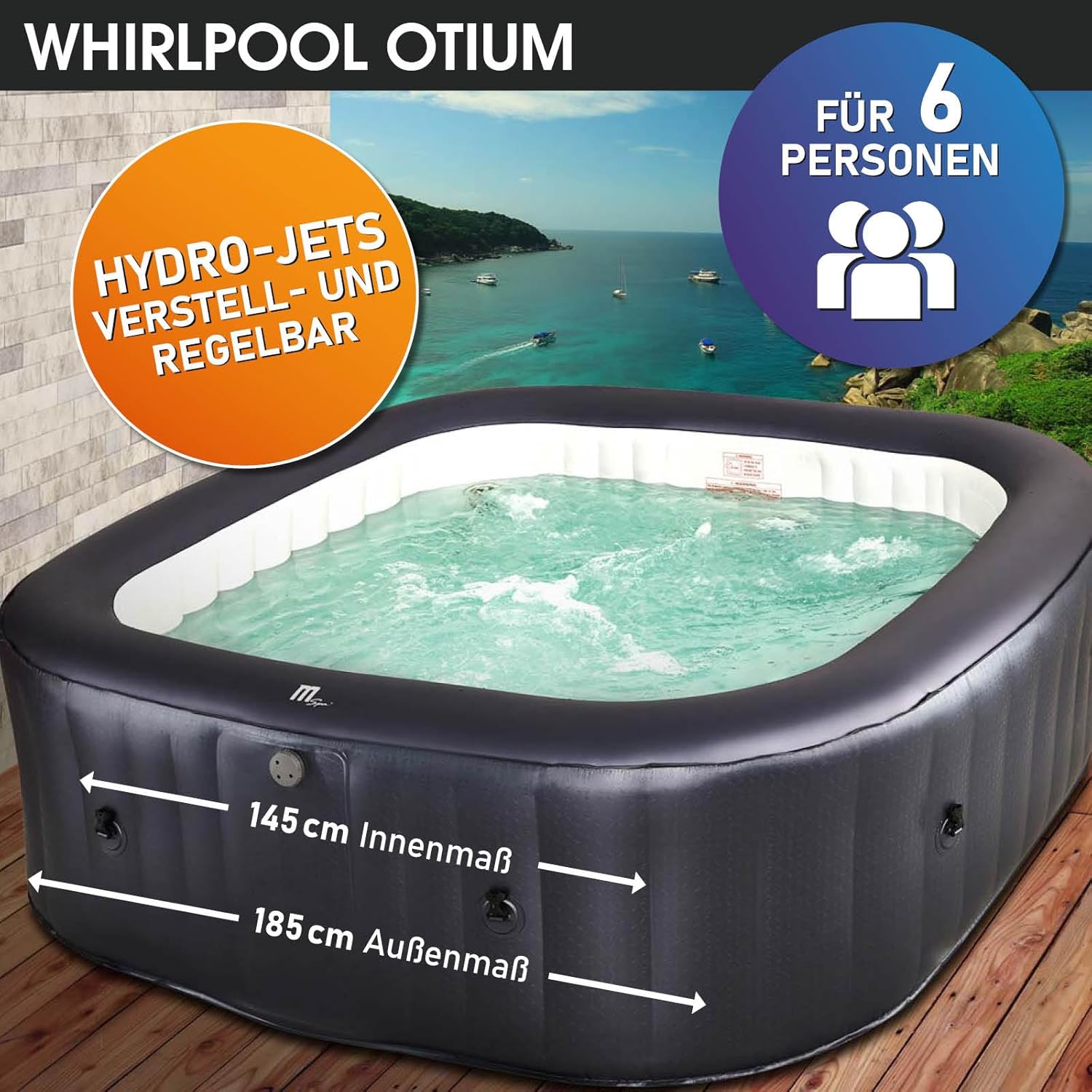 BRAST® MSpa Inflatable Whirlpool. 4-8 People. Many Models. Round and Square. Diameter 125-224 cm collection | LIDL