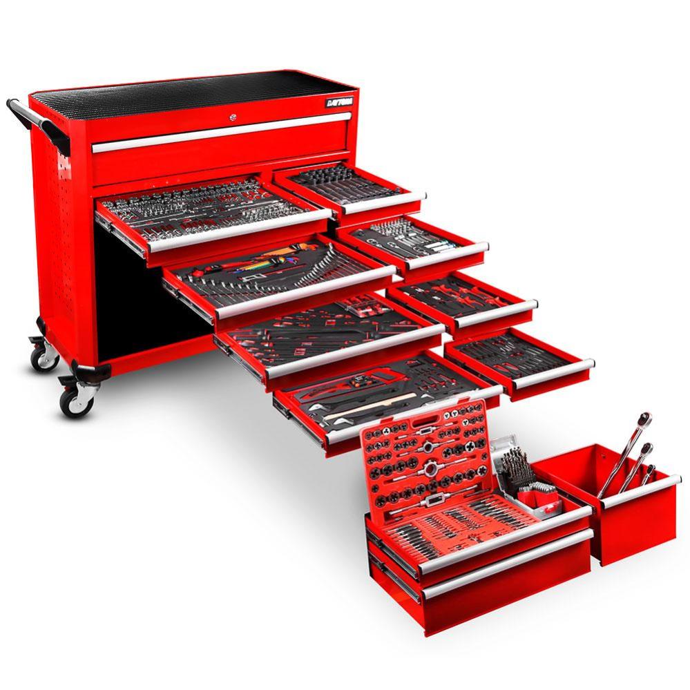 Daytona D655PS 655-Piece Machinery Tool Set with 43-Inch 12-Drawer Red Roller Cabinet collection | LIDL