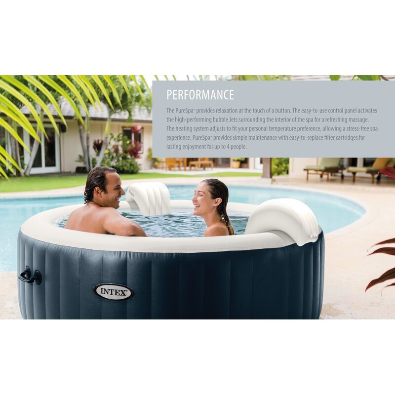 Intex 6 - Person 170 - Jet Vinyl Round Inflatable Hot Tub in Dark Blue collection | LIDL