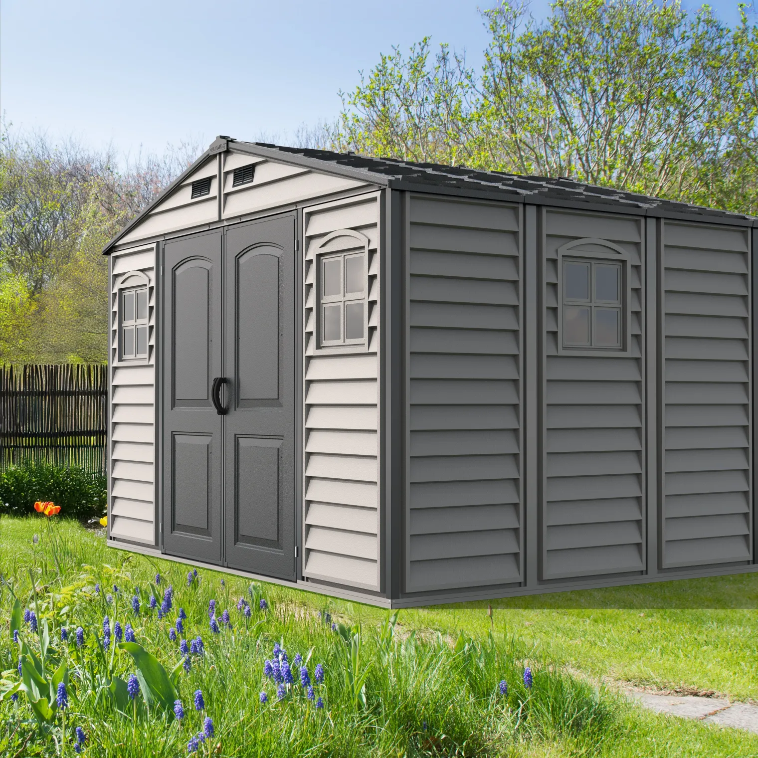 Duramax Woodside Plus 10.5x8 Vinyl Resin Outdoor Storage Shed With Foundation Kit collection | LIDL