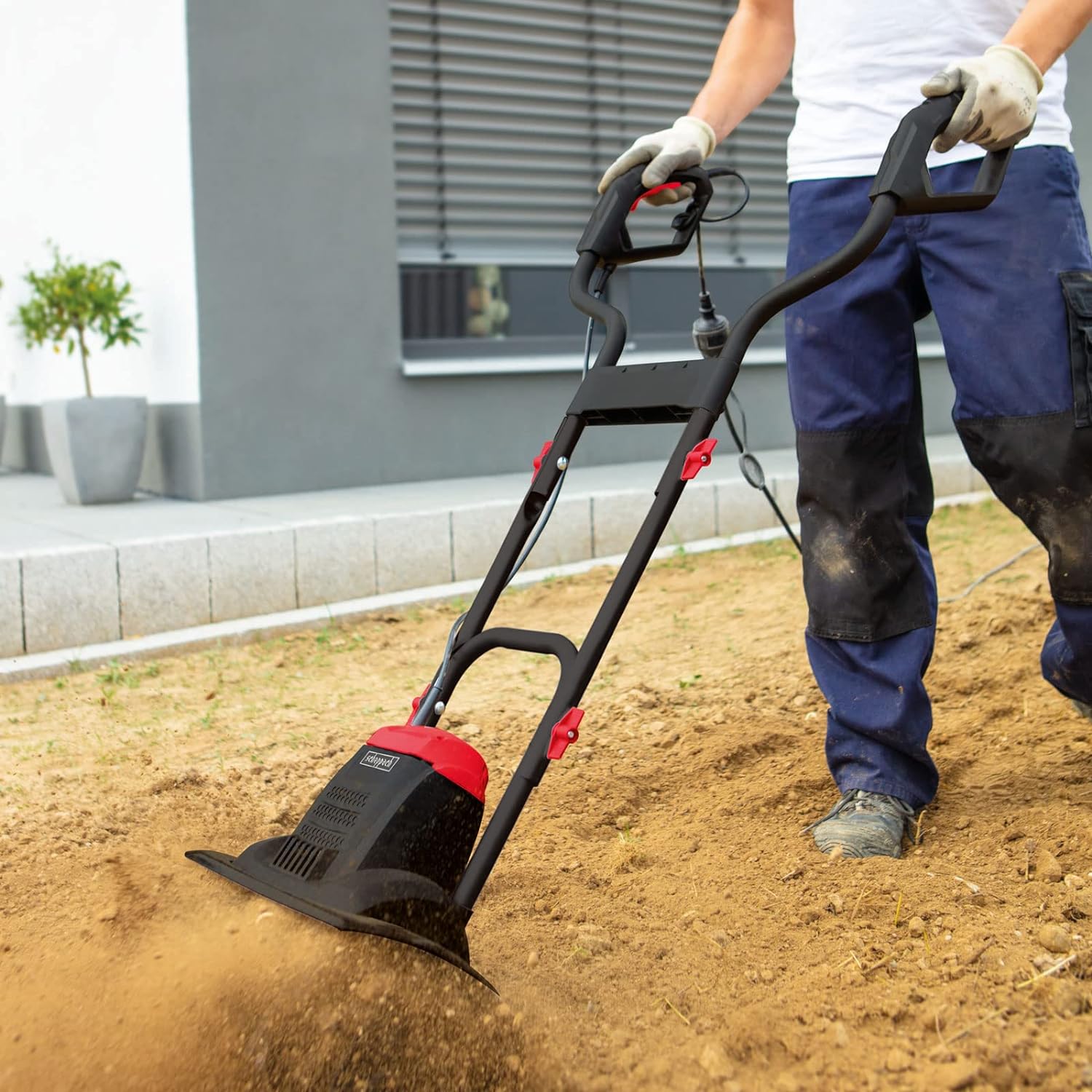 Scheppach Tiller MTE380 Electric Tiller | Power 1050W | Hurdles Ø205mm | Milling width 360mm | Chopping speed 400 1/min | Immediate start with circuit breaker | foldable collection | LIDL