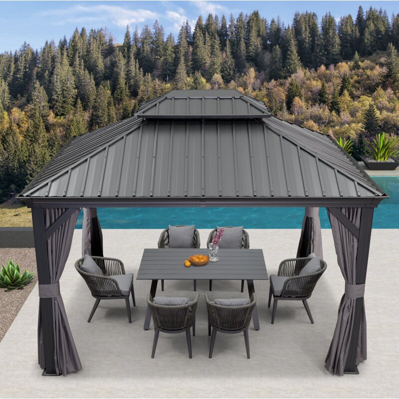 Outdoor 12 Ft. W x 10 Ft. D Aluminum Patio Gazebo collection | LIDL