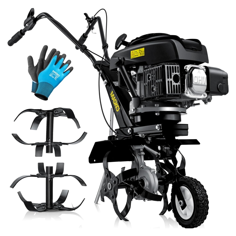 MASKO Petrol Tiller MK-909 Tiller 3 KW (4.1 HP) 139 cm³ with Working Width of 36 cm – 4-Stroke Engine – 16 Hard Blades – Tiller – Cultivator – Tiller – Tiller – collection | LIDL