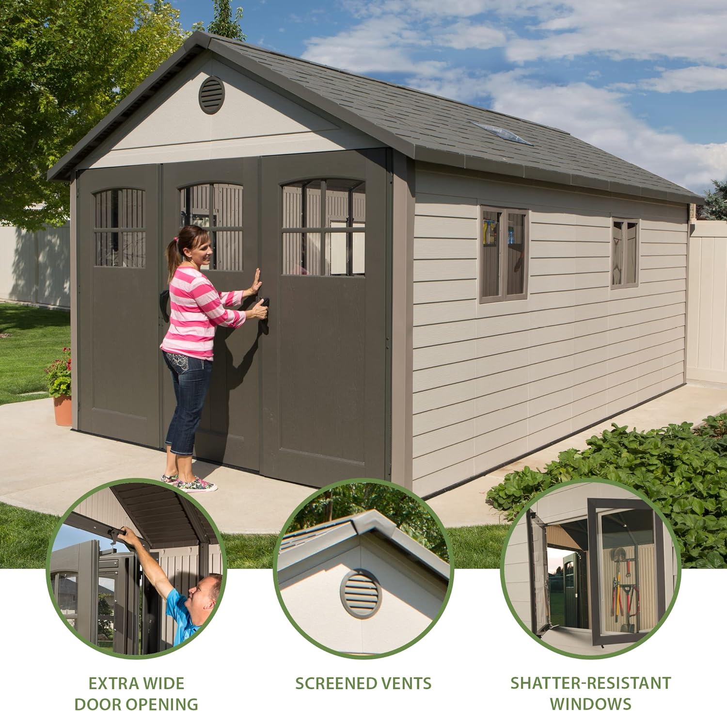 Lifetime 11 x 18.5 Ft. Outdoor Storage Shed. 11 x 18.5. Desert Sand collection | LIDL