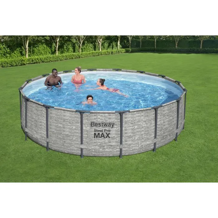 BESTWAY Above Ground Tubular Pool Kit - Steel Pro Max™ - 488 x 122 cm - Round (Comes with filtration pump. ladder and cover) collection | LIDL