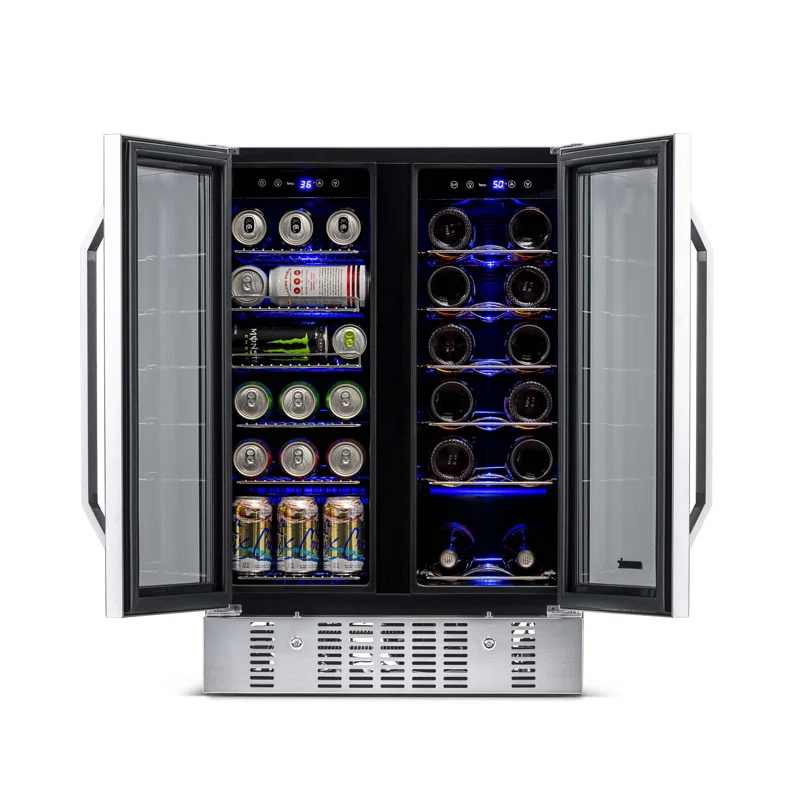 Newair 24 Built-in Dual Zone 18 Bottle and 58 Can Wine and Beverage Fridge in Stainless Steel collection | LIDL