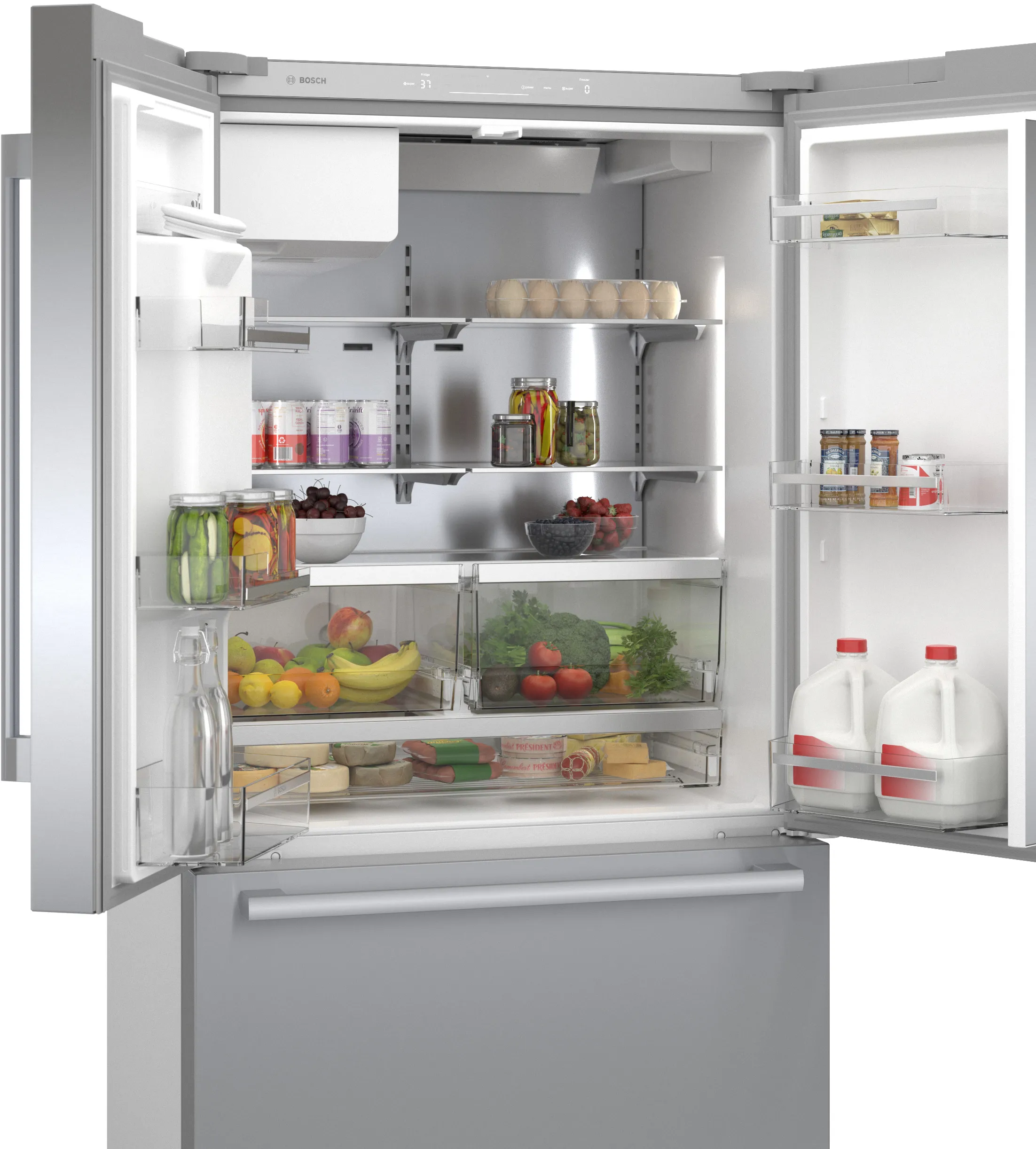 Bosch B36CD50SNS 500 Series French Door Bottom Mount Refrigerator 36'' Stainless steel (with anti-fingerprint). Total No Frost collection | LIDL