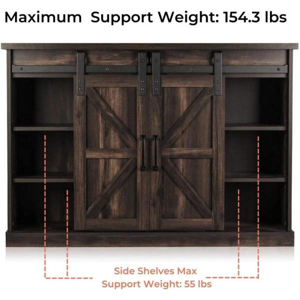 Fireside 48 in. Wooden Electric Fireplace TV Stand in Rustic Brown. with Sliding Barn Door. Entertainment Center collection | LIDL