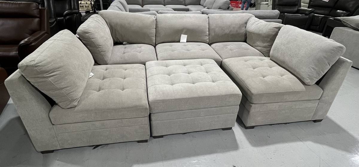 Tisdale Modular Sectional 6-piece Boucle with Storage Ottoman collection | LIDL