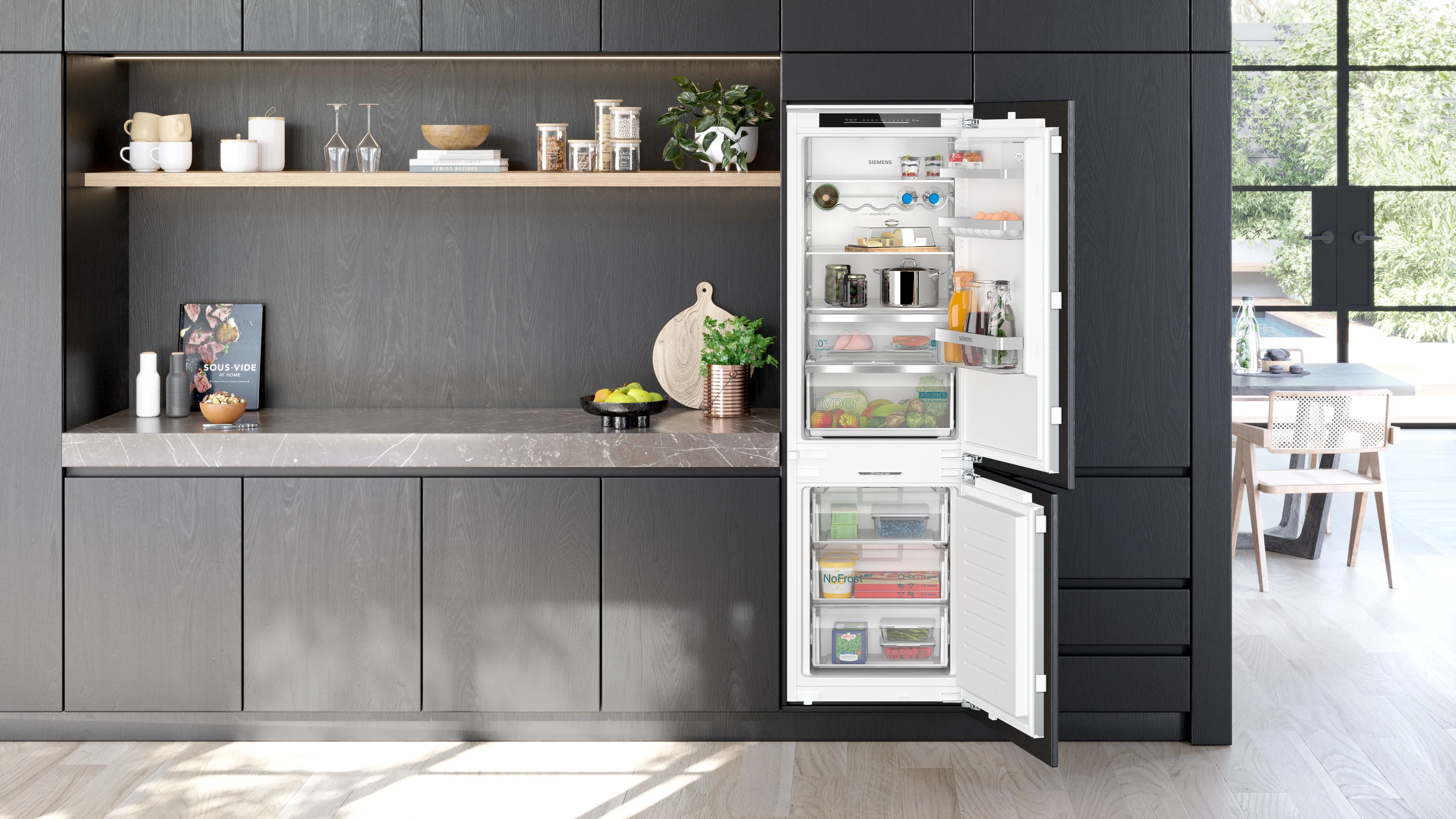 SIEMENS KI86NADD0 iQ500 Built-in fridge-freezer with freezer at bottom 177.2 x 55.8 cm soft close flat hinge collection | LIDL