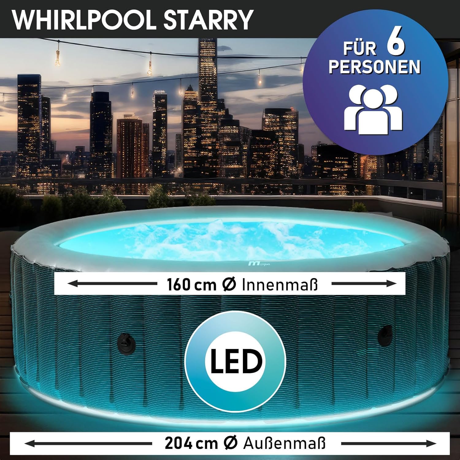 BRAST® Whirlpool Inflatable MSpa | 4-8 People | Many Models Round and Square | Diameter 125-224 cm collection | LIDL