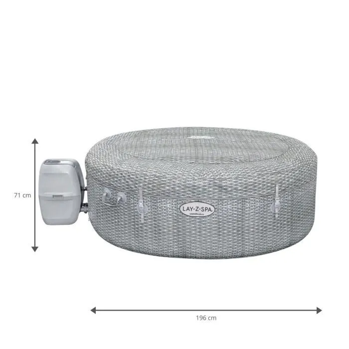 Spa gonflable BESTWAY - Lay-Z-Spa Honolulu - 196 x 71 cm - 4 à 6 places - Rond (Avec couverture. pompe. cartouche et diffuseur) collection | LIDL