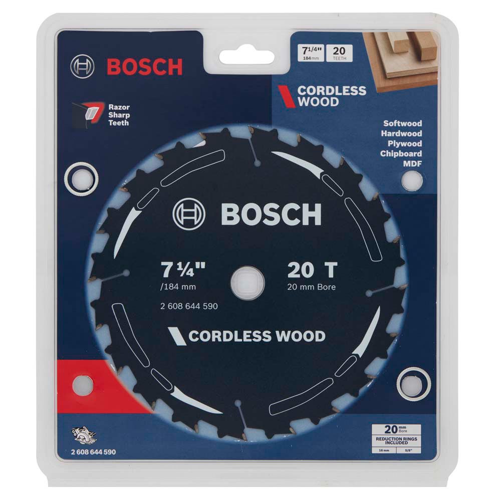 BOSCH 184mm 20T TCT Circular Saw Blade for Wood Cutting - CORDLESS WOOD collection | LIDL