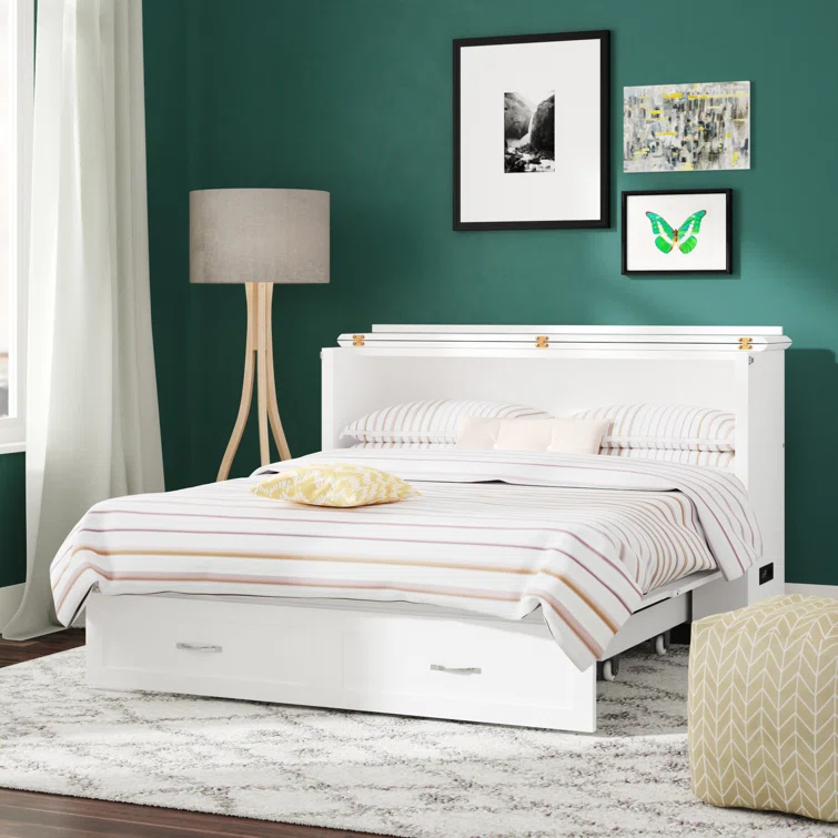 Atiyah Murphy Bed Chest with 6 Mattress. Storage and Built-in Charger (White) collection | LIDL